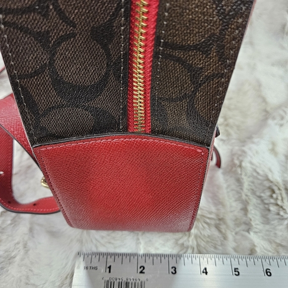 Authentic Red and Brown Coach Backpack Medium Sized - Picture 7 of 8